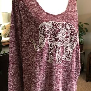 Aeropostale High-Low Tee With Elephant Appliqué